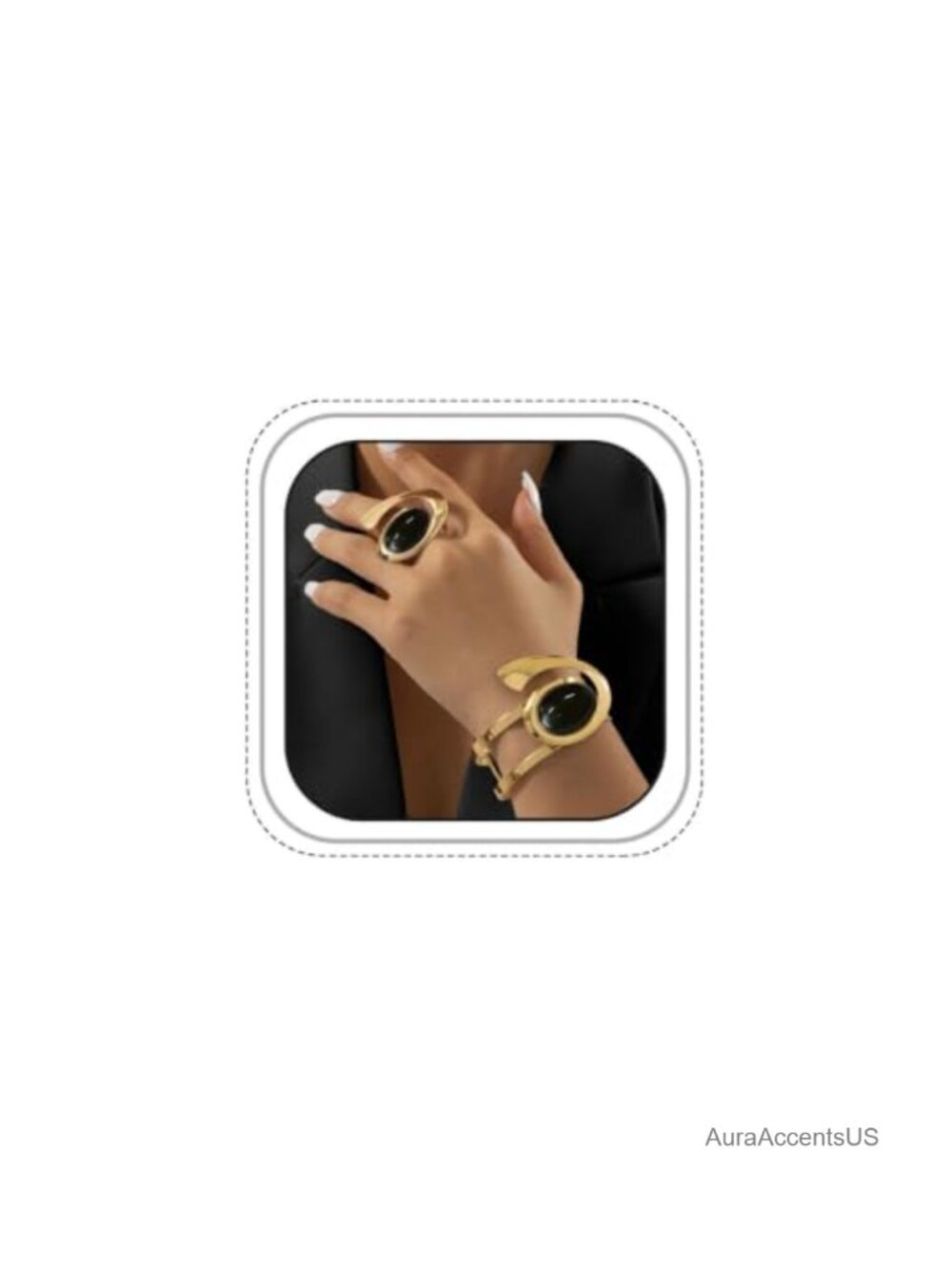 Abstract Open Cuff Bangle Statement Ring Jewelry Set Alloy Resin